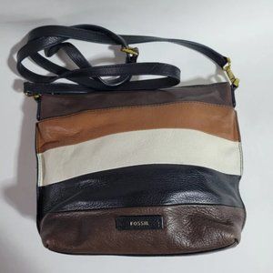Fossil striped leather crossbody purse